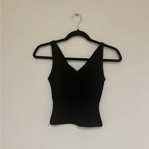 Black Sleeveless Ribbed Top